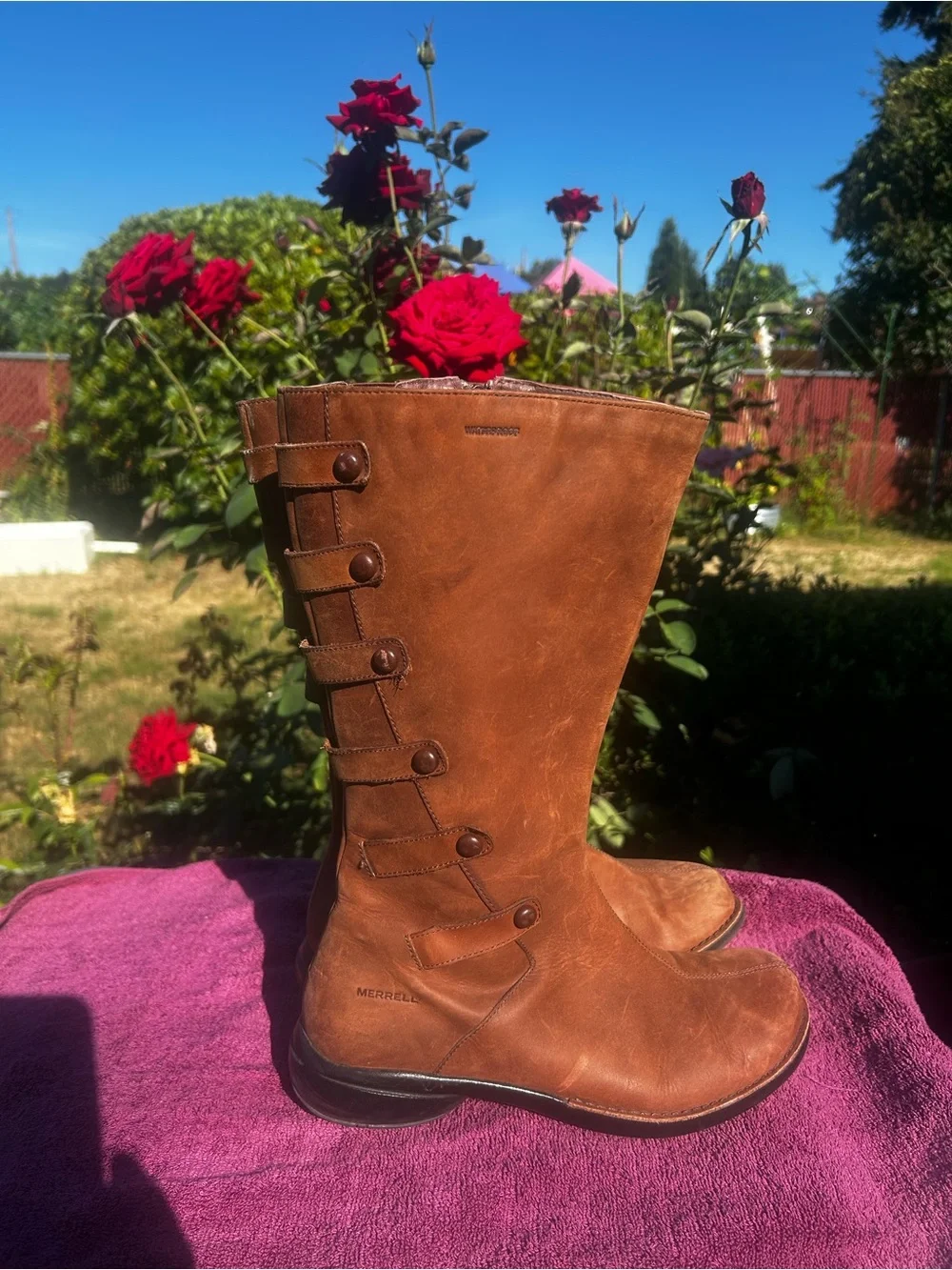 Merrell Tetra Launch Womens Cherry Brown Waterproof Riding Boots Size 10
